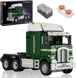Mould King RC Tractor Truck Toy Building Block Semi Truck Model Kit for Boys Aged 14+ 13202 Realistic Car with Motor Heavy Equipment Transporter Build Display Blocks 2181 Pieces