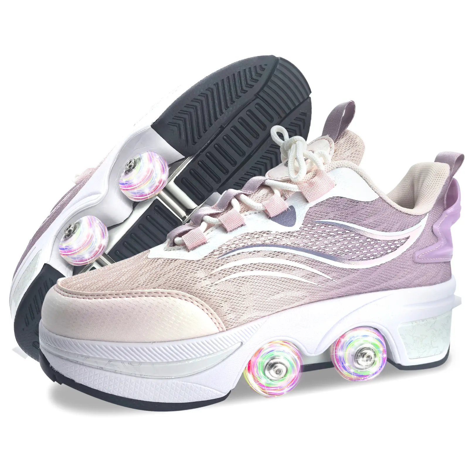 Multifunctional Women Roller Skates Shoes Multi-Functional Roller Skates, Sneakers And Roller Shoes 2-In-1 For Casual，Outdoor Activities, 4 Retractable Wheels, Unique Gift
