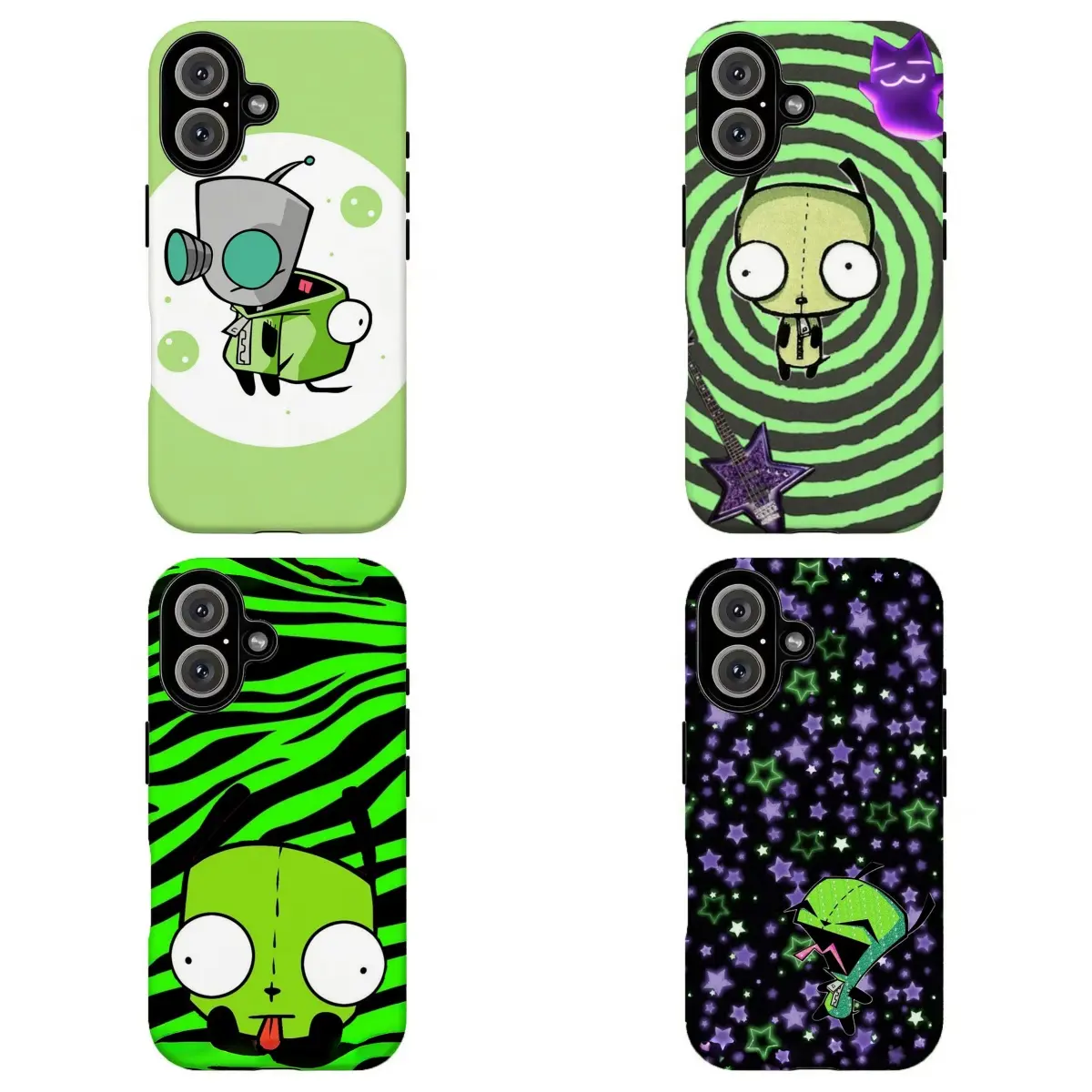 FL-Invad3r Zim GIR Green Y2K Phone Case ,Emo Cartoon Aesthetic Cover For iPhone 11 12 13 14 15 16 17 Air Pro Max for Samsung S26 S25 S24 S23 S22 S21 Case,Gift for her/him