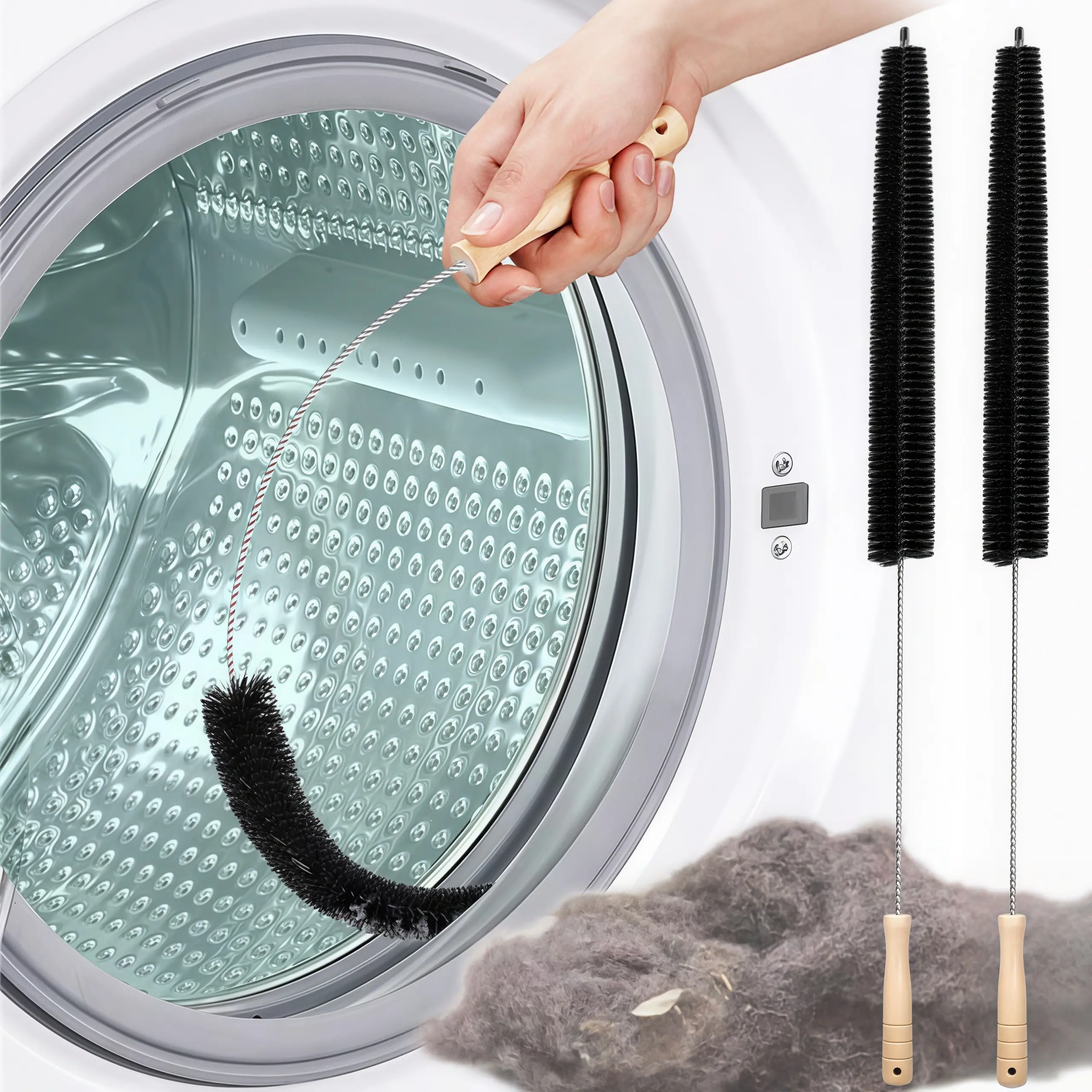 LMMAKE 1PC/2PCS Dryer Vent Cleaning Brush, Lint Removal Tools for Laundry Dryer Vents, Easily Clear Lint to Improve Drying Speed & Lower Household Fire Hazards