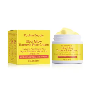 Pauline Beauty Ultra Glow Turmeric Face Moisturizer with Hyaluronic Acid Organic Shea Butter Glycolic Acid Zero Aging Zero Dullness Formula