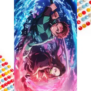 5D DIY Full Round Diamond Painting - Diamond Art Kit Character Battle Mosaic Canvas DIY Wall Art, Home Wall Decoration