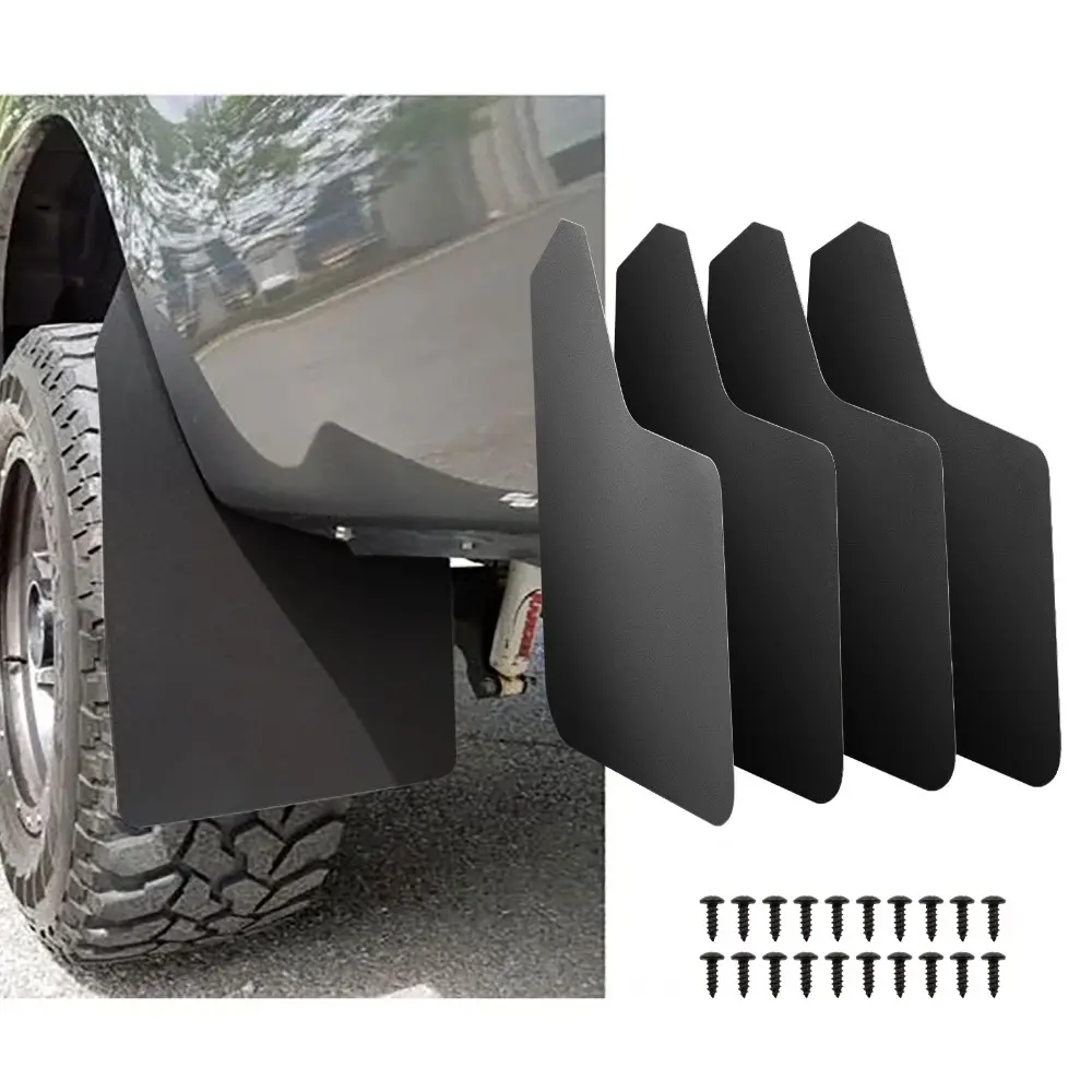 4pcs Black Wide Rally Mud Flaps - Automotive Splash Guards with Screws Accessories, Truck Exterior Protector to Keep Your Vehicle Clean