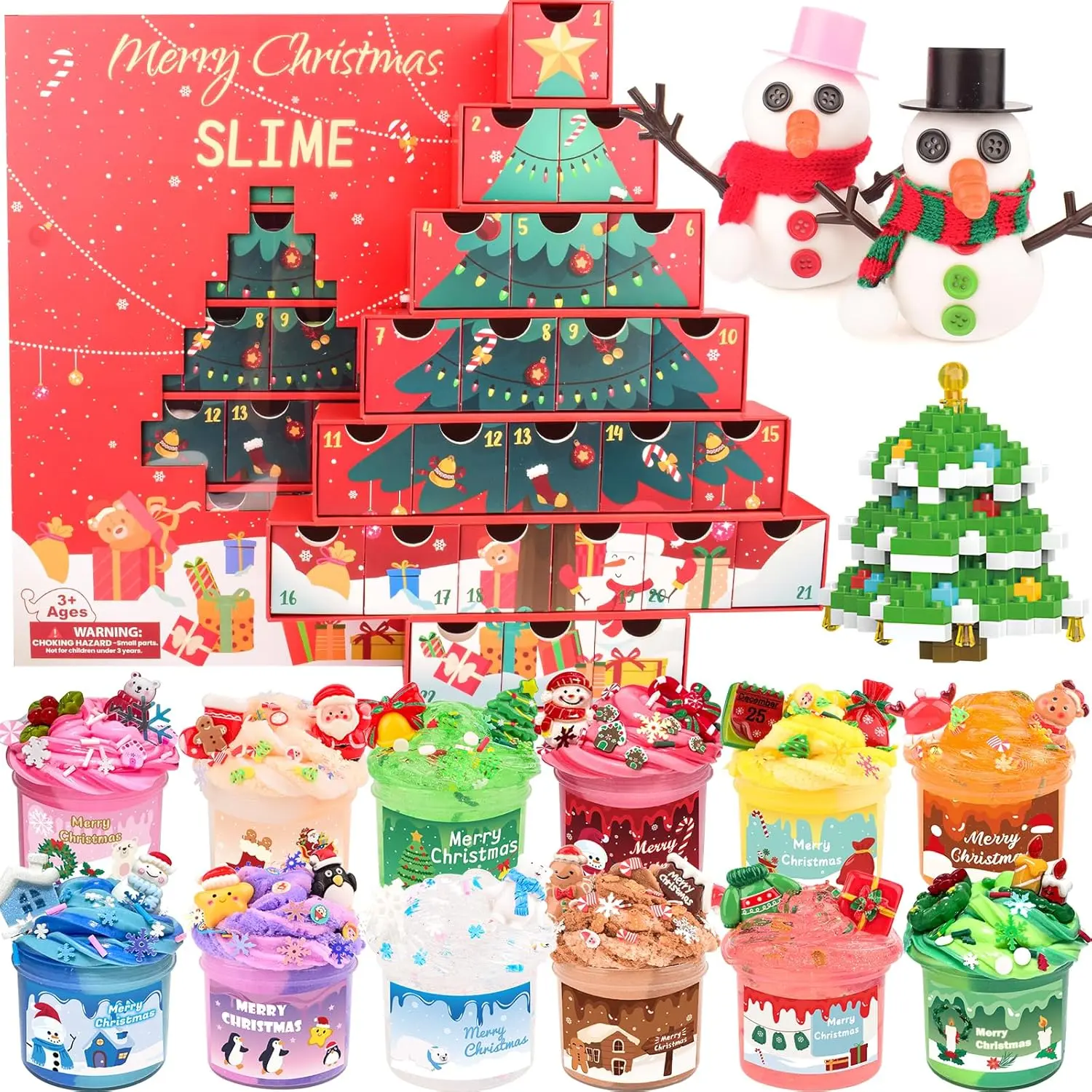 Advent Calendar 2025-24 Day Slime Kit, Christmas Party Favors for Kids, Soft & Non-Sticky, Stocking Stuffers, Goodie Bag Stuffers, Christmas Countdown Calendars Gifts for Teens Girls Boys