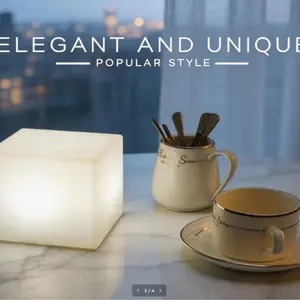 4-Inch Dimmable LED Night Light Mood Lamp for Kids & Adults, 16 RGB Colors, 8 Brightness Levels, 4 Lighting Modes, Rechargeable & Remote Control, Safe Decorative Cube Light (White)