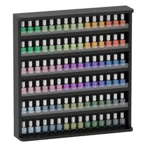 NAIYUFA 6-Tier Wall Mounted Nail Polish Rack, Black Nail Polish Organizer Display Shelf with Clear Acrylic Guard, Holds Up to 180 Bottles, Salon & Home Polish Storage Rack