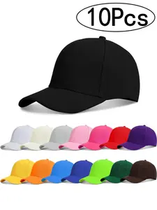 10Pcs-Men's Baseball Cap Adjustable Hard Top All-Seasons Camo Design, Loose-Fitting Unisex Sun Hat for Outdoor Activities, Versatile Fashion Accessory, Casual Hat