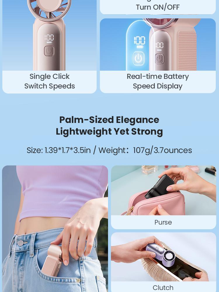 GAIATOP Super Mini Handheld Fan, Small Purse Fan for Women, Pocket Fan, Makeup Fan, High-Speed Turbo, 6-Gear Adjustable with LED Display, USB Rechargeable, Portable Fan for Travel, Outdoor, Girls Valentine's Day gift GAIATOP Super Mini Handheld Fan, Small Purse Fan for Women, Pocket Fan, Makeup Fan, High-Speed Turbo, 6-Gear Adjustable with LED Display, USB Rechargeable, Portable Fan for Travel, Outdoor, Girls Valentine's Day gift