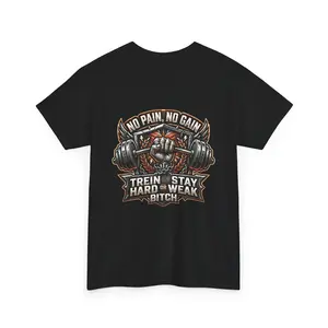 No Pain No Gain barbell skull tee | Gym workout shirt, Train hard stay strong