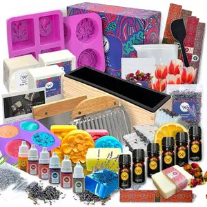 Deluxe Soap Making Kit - Adults   - Modern Floral Theme - Includes Shea Butter Soap Base, Molds, Scents, Dyes, Tools  Instructions