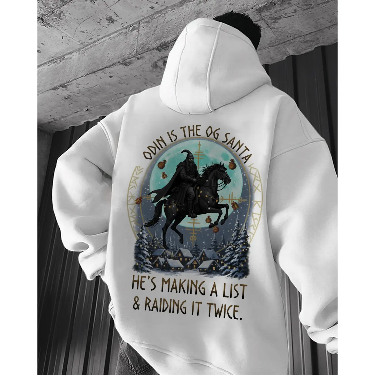 Limited Retro Oversized Vintage Unisex Odin Is The OG Santa Graphic Hoodie Viking Streetwear Pullover Sweatshirt for Norse Mythology Lovers Unique Gift for Christmas Fans and Alternative Fashion Collectors