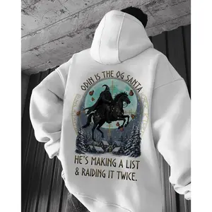 Limited Retro Oversized Vintage Unisex Odin Is The OG Santa Graphic Hoodie Viking Streetwear Pullover Sweatshirt for Norse Mythology Lovers Unique Gift for Christmas Fans and Alternative Fashion Collectors