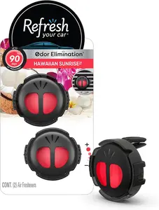 Mini Diffuser Car Air Fresheners, Hawaiian Sunrise Scent, 2 Pack, Convenient Car Diffuser