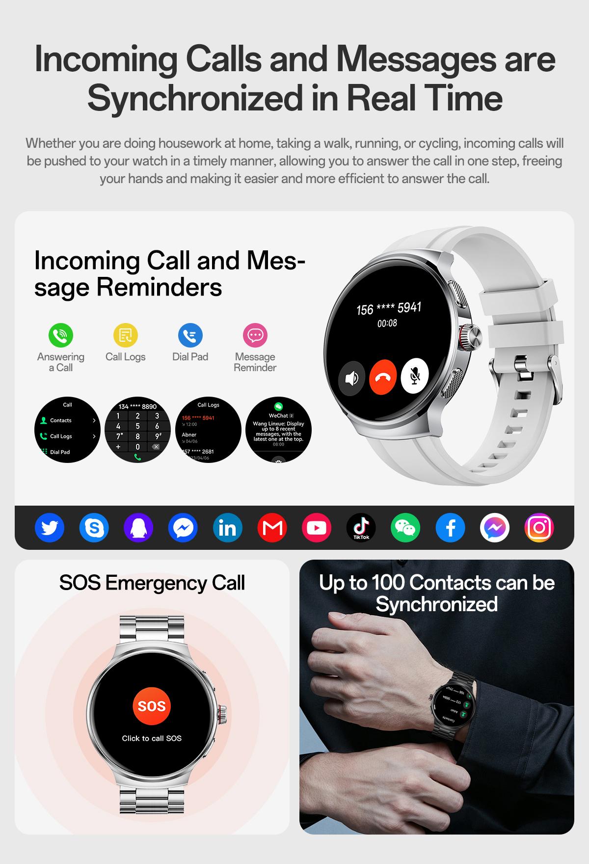 Aolon Prime3 Smart Watch Wearable – Featuring a 1.43" AMOLED Touchscreen, Stainless Steel Design, Bluetooth Calling, 100+ Sports Modes, Health Tracking, Waterproof Build, and iOS & Android Compatibility#fathers day gift#outdoor fun