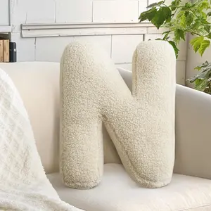 Letter Pillow Alphabet N Decorative Throw Pillow Soft Plush Cushion Novelty Nursey Playroom Decor (N, 14.9" Lx11.8 W)