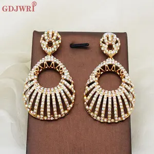 New Fashion  African Gold Color Drop Dangle Earring For Wedding Party Jewelry Dubai Arabic Indian Luxury Copper Hanging Earrings