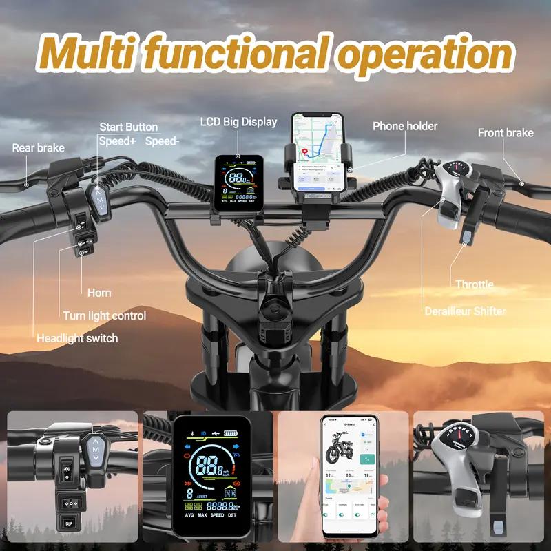 Qlaway BK20 Electric ebike | Peak Power 1500W | Full Suspension | Top Speed 31 MPH | Range 40-70 Miles | 48V 18Ah Removable Battery | 2-Seater Design | LED Headlights | 20-Inch All-Terrain Fat Tires | UL 2849 Certified ebike