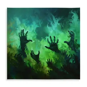 MWW C1TC5858C4IJ6Y 58 x 58 in. Hands of Despair - Turquoise Tablecloth for Indoor & Outdoor Decor