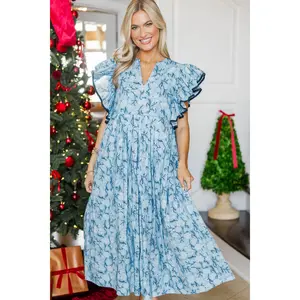NURSING COLLECTION: Closer Than Ever Light Blue Toile Dress