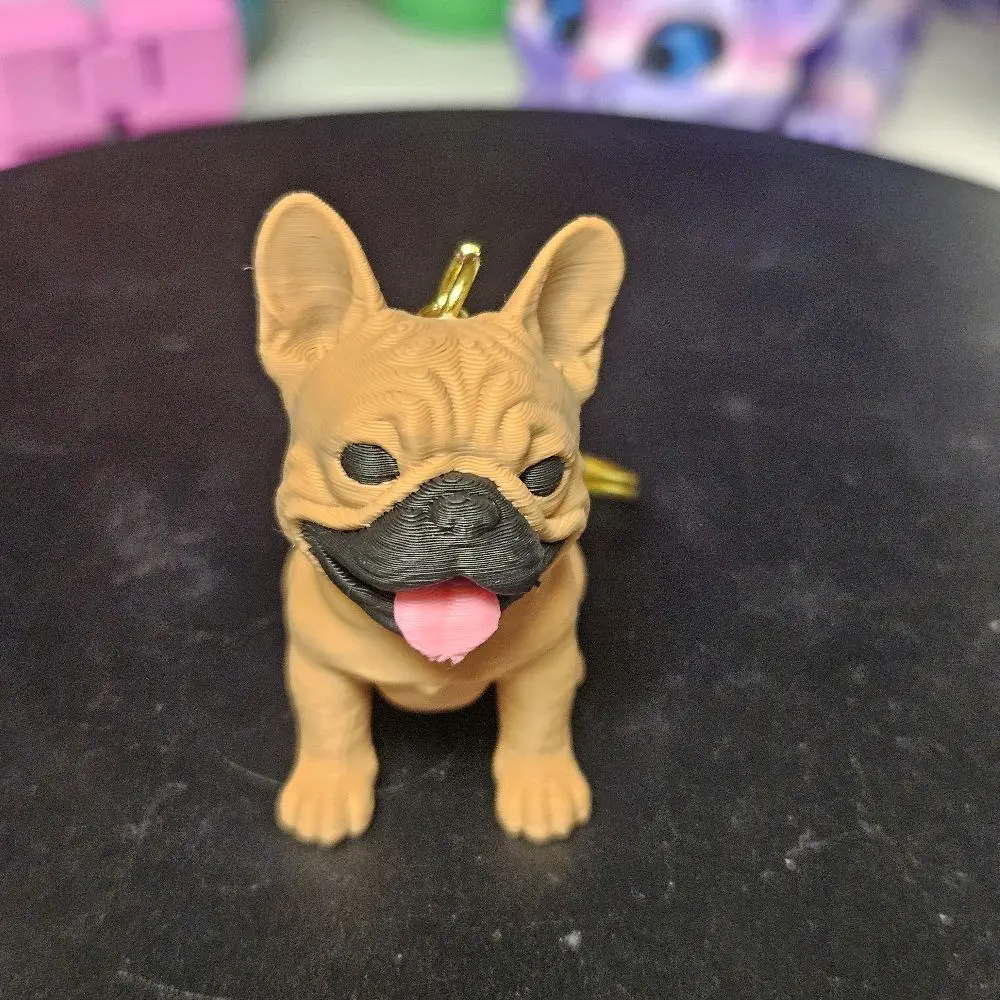 3D Printed French Bulldog Keychain - 3D Printed, Animal Character, Character Figurine, Mascot Figure Styles, 3D Printed Keychains, Animal Character Keychains