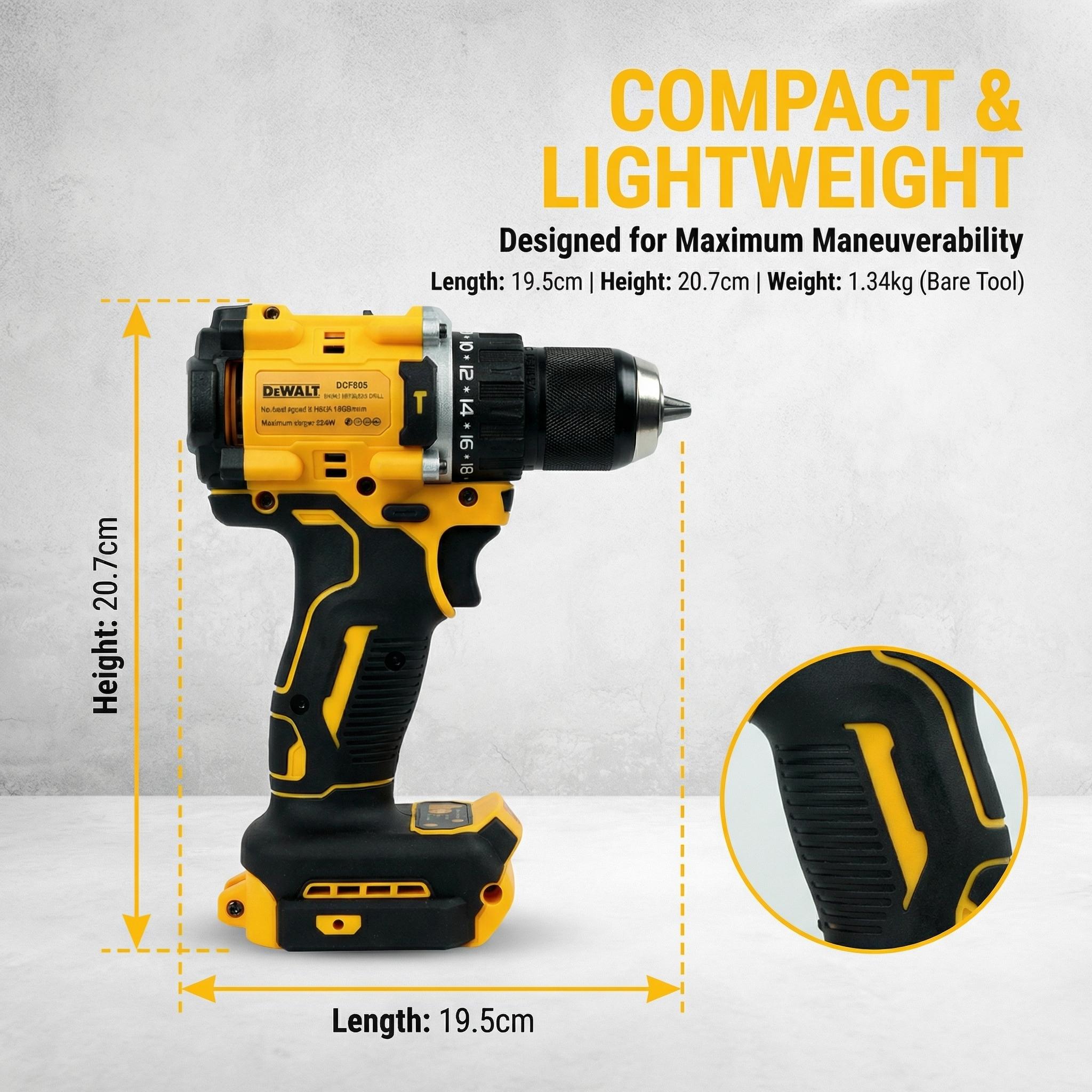 DeWalt DCF805 20V Brushless Impact Driver for Fastening and Installation with 90Nm Torque Output