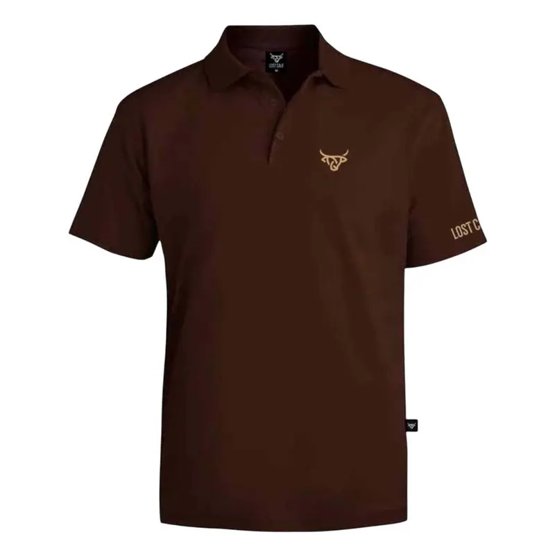 Lost Calf Men's Lost Calf Polo Dark Brown Short Sleeve T-Shirt Tee