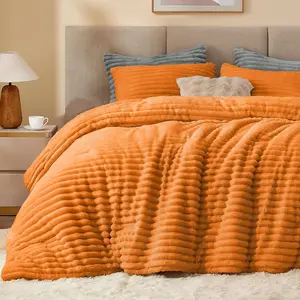 Queen Comforter -Super  Warm Fluffy Burnt Orange, Fuzzy Heavy for Winter with 2 Pillow Cases