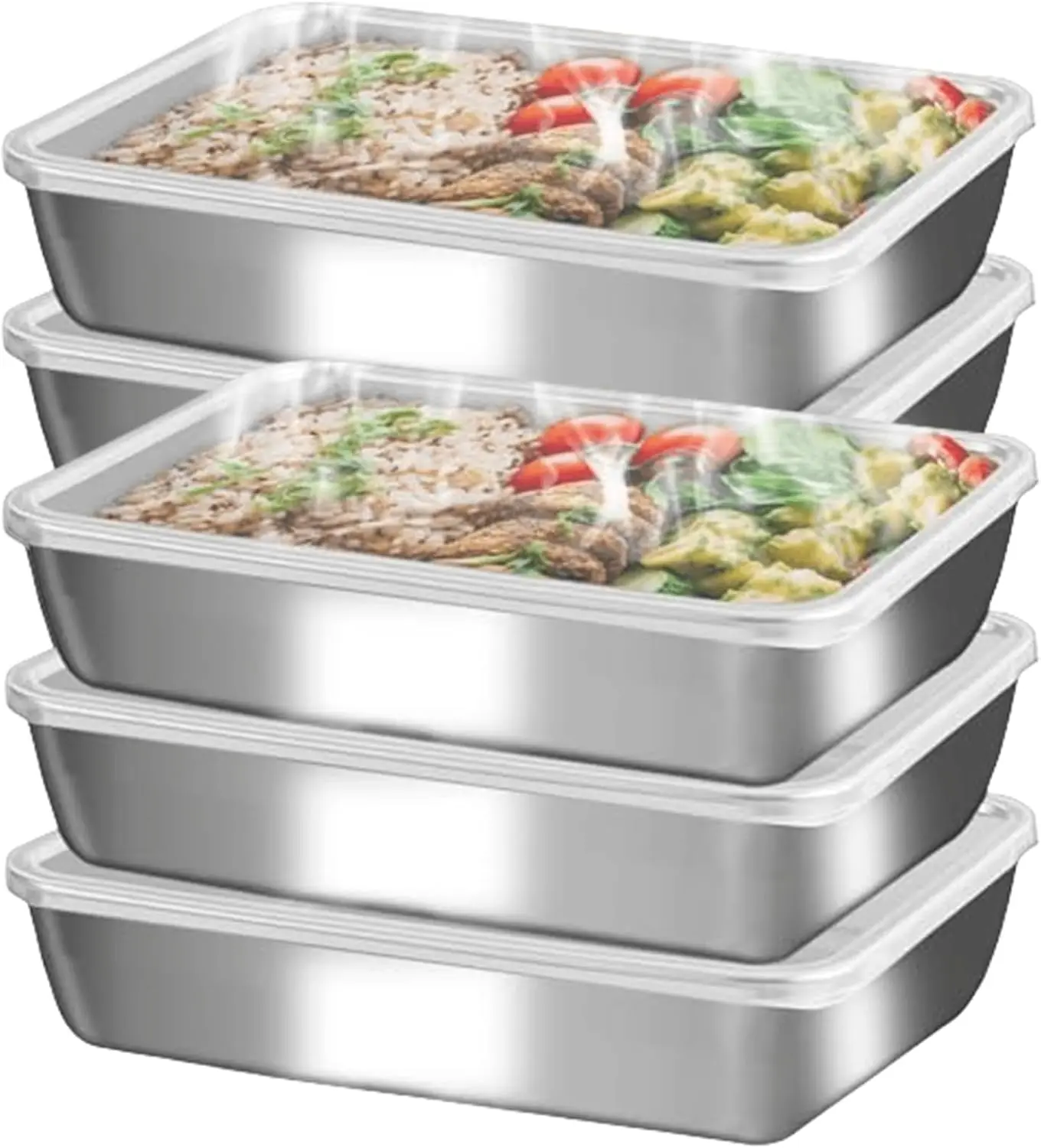 3/6/9PCS Stainless Steel Food Containers with Clear Lids, Stackable Snack Storage Boxes, Deli Meat Keepers for Refrigerator or Picnic, BBQ Party, Office, Gym Lunch, dishwasher safe
