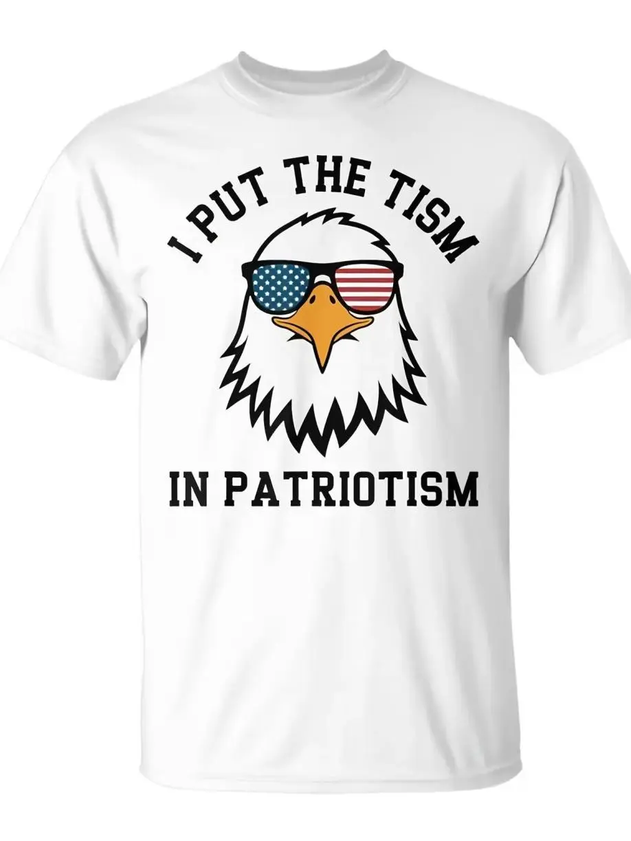Put The Tism In Patriotism Athletic Eagle T-Shirt Unisex for Daily Wear 2026Funny Christmas Novelty Men's T-Shirt Summer Trendy Streetwear Fashion Top Quality Comfortable Casual Printed T-shirt Pure Cotton, Simple Look, Easy to Match, Must-Have