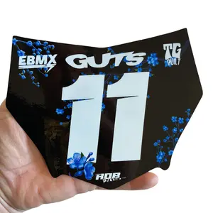 MotoCutz Plate Decal — Blue Cherry Blossom with White