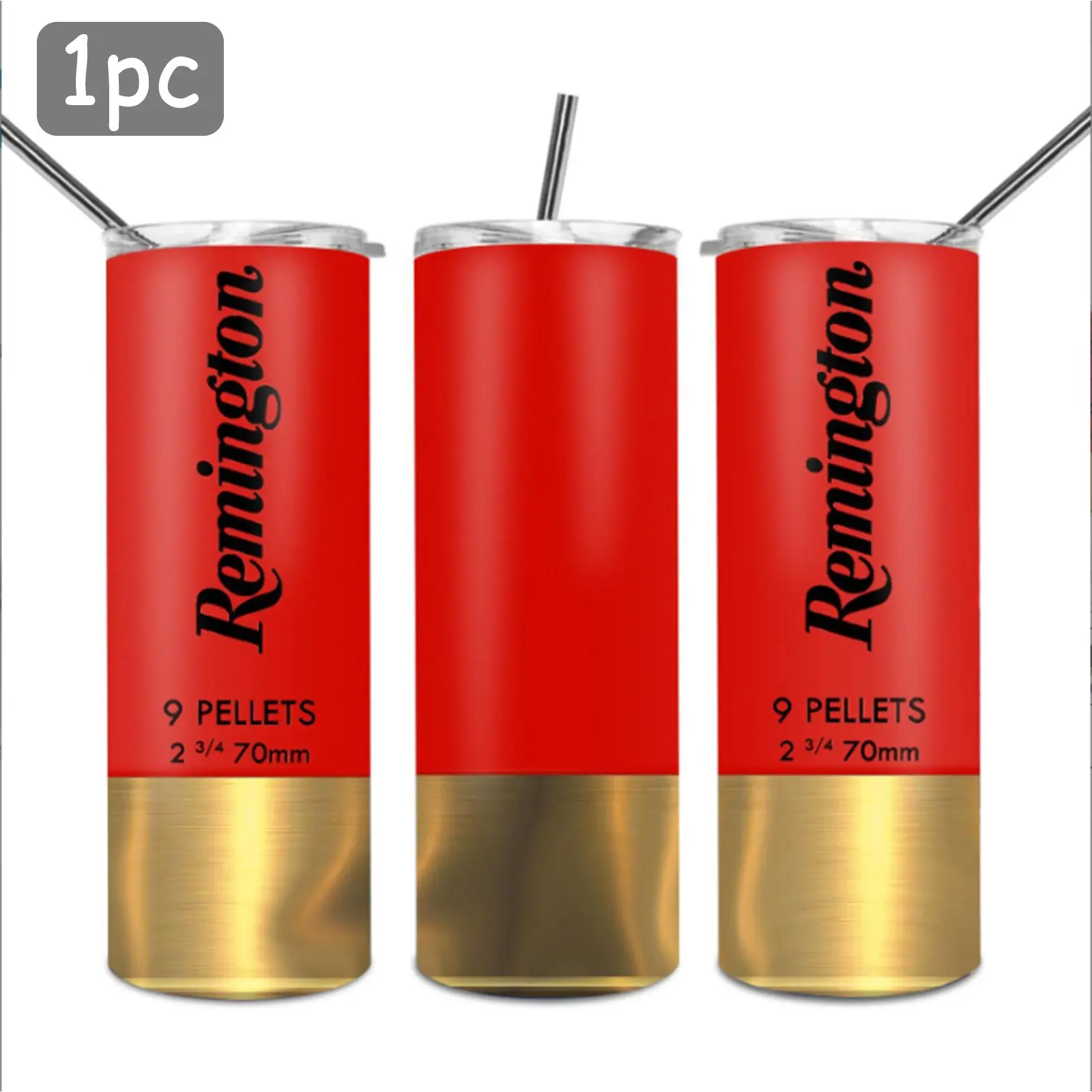1 Pc 20oz Stainless Steel Reusable Tumbler With Bold Ammo-style Look And Metallic Base Finish. Double-wall Insulated To Keep Drinks Hot Or Cold, Leak-resistant Lid With Straw, For Travel, Car, Office And Outdoor Use. For Daily Hydration And Gifting.