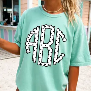 Polka Dot Monogram Tee, Polka Dot Tee, Custom Name Shirt, Monogram Shirt, Comfort Colors Graphic Tee, Womens Oversized Shirt, Trendy Summer Tee, Graphic Shirt for her