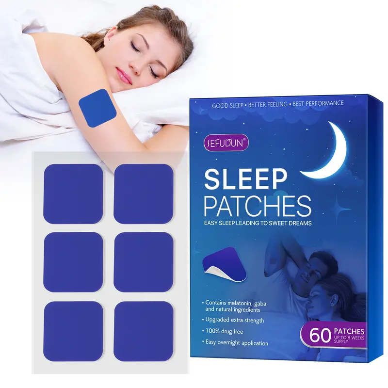 Sefudun Extra Strength Melatonin Sleep Aid Edible Patches for Adults - 60 Drug-Free, Easy-to-Apply Overnight Patches with Lavender, Botanical Extracts, Herbs, 5-Hydroxytryptophan, 36 Months Shelf Life, Energy Support, Health Features Sleep Supplements