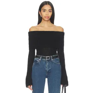 MORE TO COME Ingrid Off Shoulder Sweater in Black