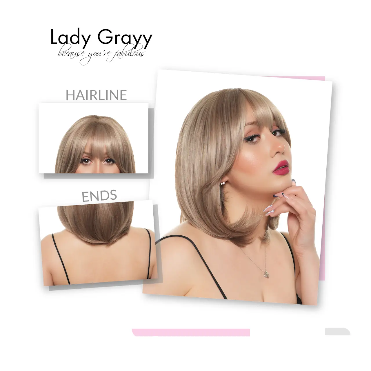 Lady Grayy 11-inch Light Chestnut Blonde Synthetic Wig with Highlights ...