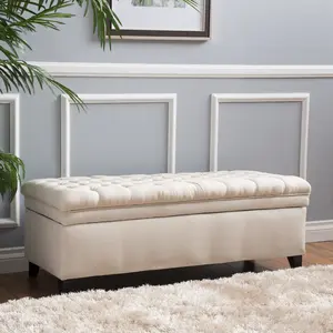 Storage Ottoman Bedroom Bench - Soft Upholstered Seat with Hidden Storage for Bedding, Pillows & Bedroom Organizing