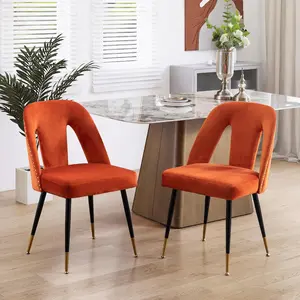 Modern Dining Chairs Set of 2, Velvet Upholstered Side Chairs with Nailheads and Metal Legs dinning chair