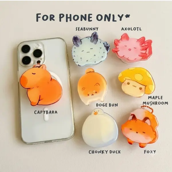 Chonky Animal MagSafe Phone Grip, Capybara Axolotl Duck Fox Phone Holder, Cute Kawaii Kindle Grip, Funny Animal Gift