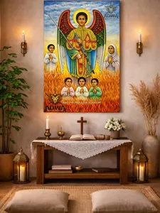 St. Gabriel Ethiopian Orthodox Icon Canvas | Christian Wall Art | Religious Angel Decor