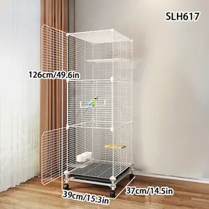 Large Parrot Cage Luxury Villa for Budgies Cockatiels, Iron Art Birdcage with Toilet Bowl, Premium Aviary for Large Birds