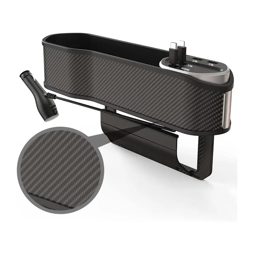 Car Seat Gap Filler Organizer, Practical Car Seat Storage Box with Cup Holder Dual USB Ports, Universal Car Interior Storage Accessories for Daily Use