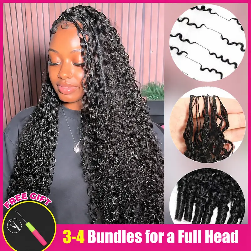 ISEE HAIR Crochet Human Hair Natural Black & Highlight Burmese Curly Designed for Miracle Knots Pre Separated 50g/Pack Knotless Boho Braids Vacation Hair Plush Texture Time Saving Wear Summer Braids #sohochic