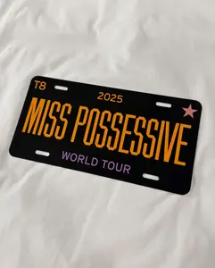 Miss Possessive Tour Aluminum License Plate, Retro Car Accessory, Vanity Plate License Plate Frame