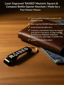 Laser Engraved "RAISED" Masonic Square & Compass Bottle Opener Keychain | Made by a Past Master Mason