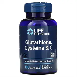 Life Extension Glutathione Cysteine & C Supplement 100 Capsules for Liver Health Skin Beauty Antioxidant Gluten Free Dietary Immune System Support