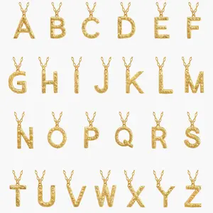 en route Textured Initial Letter Necklace, Rugged Finish Sculptural Letter Design, Versatile Everyday Layer or Meaningful Personalized Gift for Her