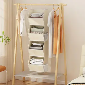 4-Tier T-Shape Hanging Bag, Large Capacity Foldable Storage Basket, Ideal for Home Organization, Door Mount Organizer, Closet Accessory, Clothes Organizers and Storage
