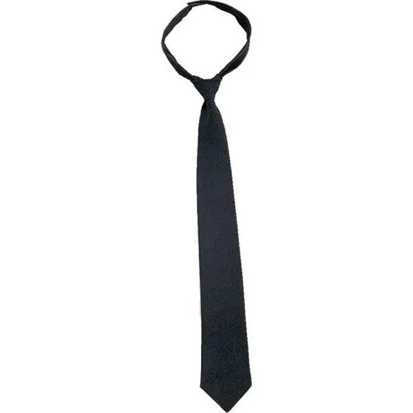 Breakaway Security Necktie with Hook-and-Loop Velcro Closure, Official Plain Black Polyester Tie, 18 Inches, Polyester Clothing