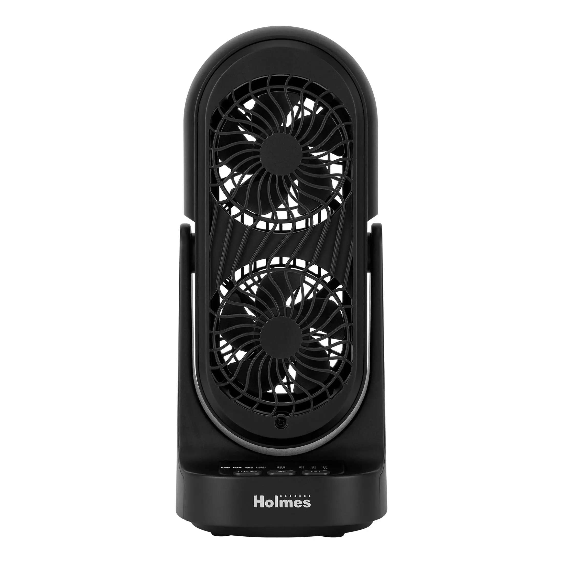 Holmes 13" DuoBreeze Desk Fan, Dual Blade, 3-Speed, Timer, Tilt, CleanBreeze, Black