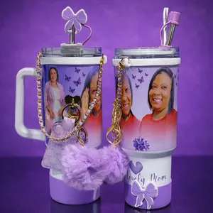 40oz Personalized Photo Tumbler with Charms 2 3 or 4 Photos Non BPA Free Customizable Drinkware Featuring Unique Charms and 40oz Capacity for Your Favorite Drinks Water Bottles